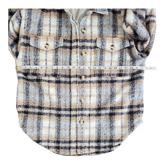 Good American Neutral Plaid Shacket Size 00/0 - Picture 4 of 11
